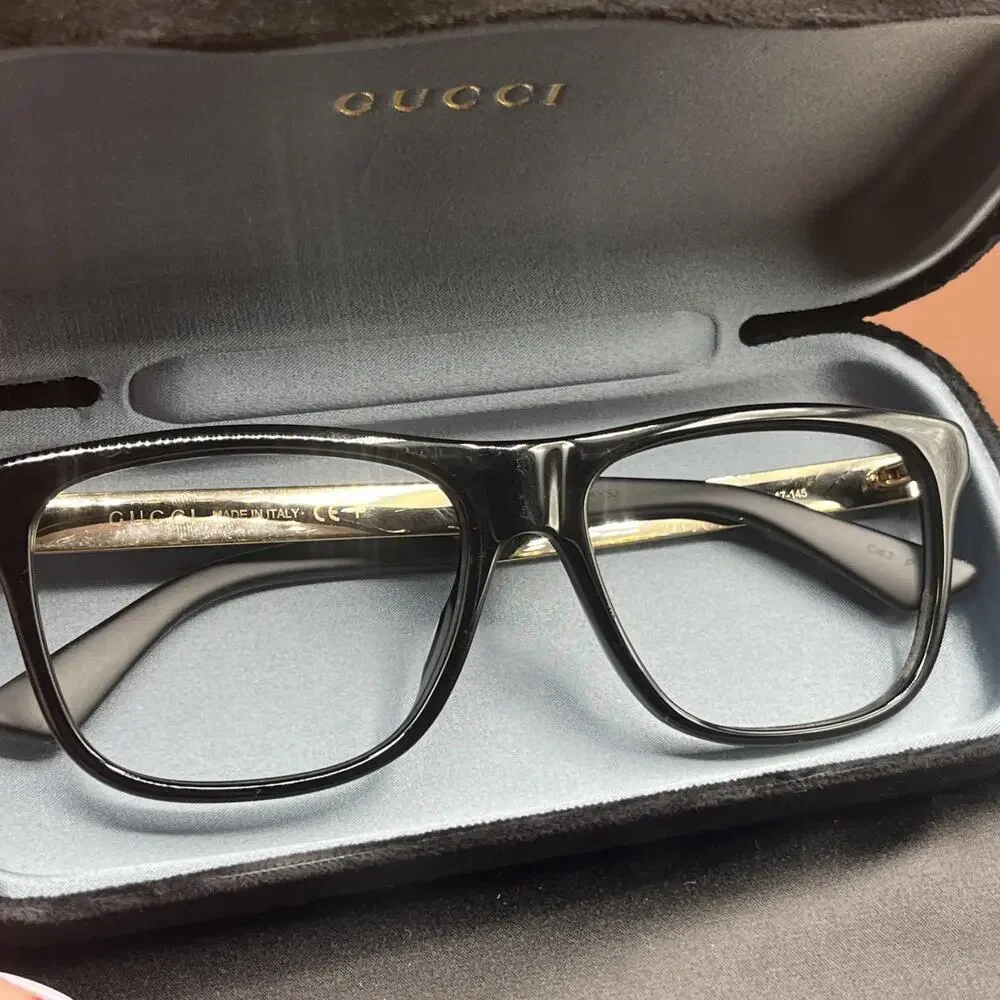 Gucci GG0687S 002 Black Gold Tone 57-17-145 Frame Sunglasses Men AS IS FOR PARTS